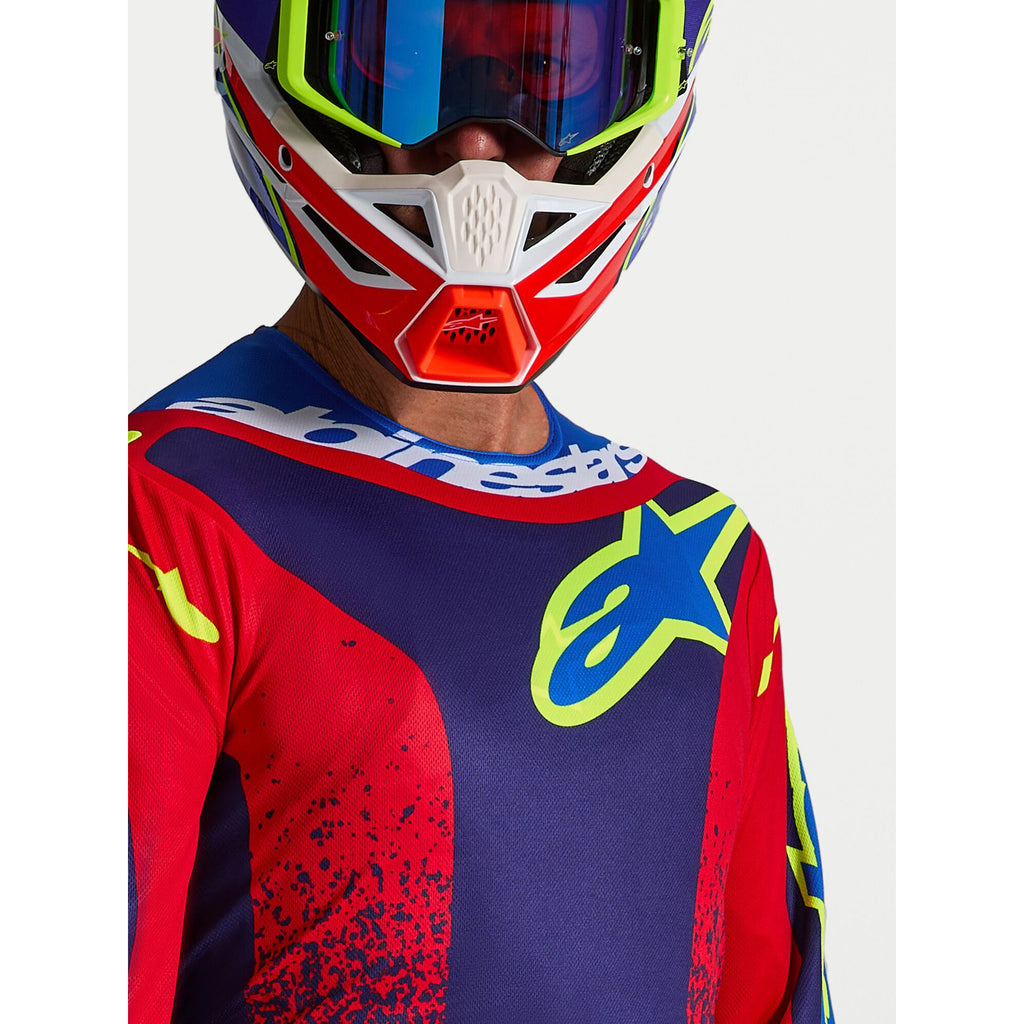 Alpinestars Fluid DRAG MX Jersey (Blue Navy/Fire Red/White)