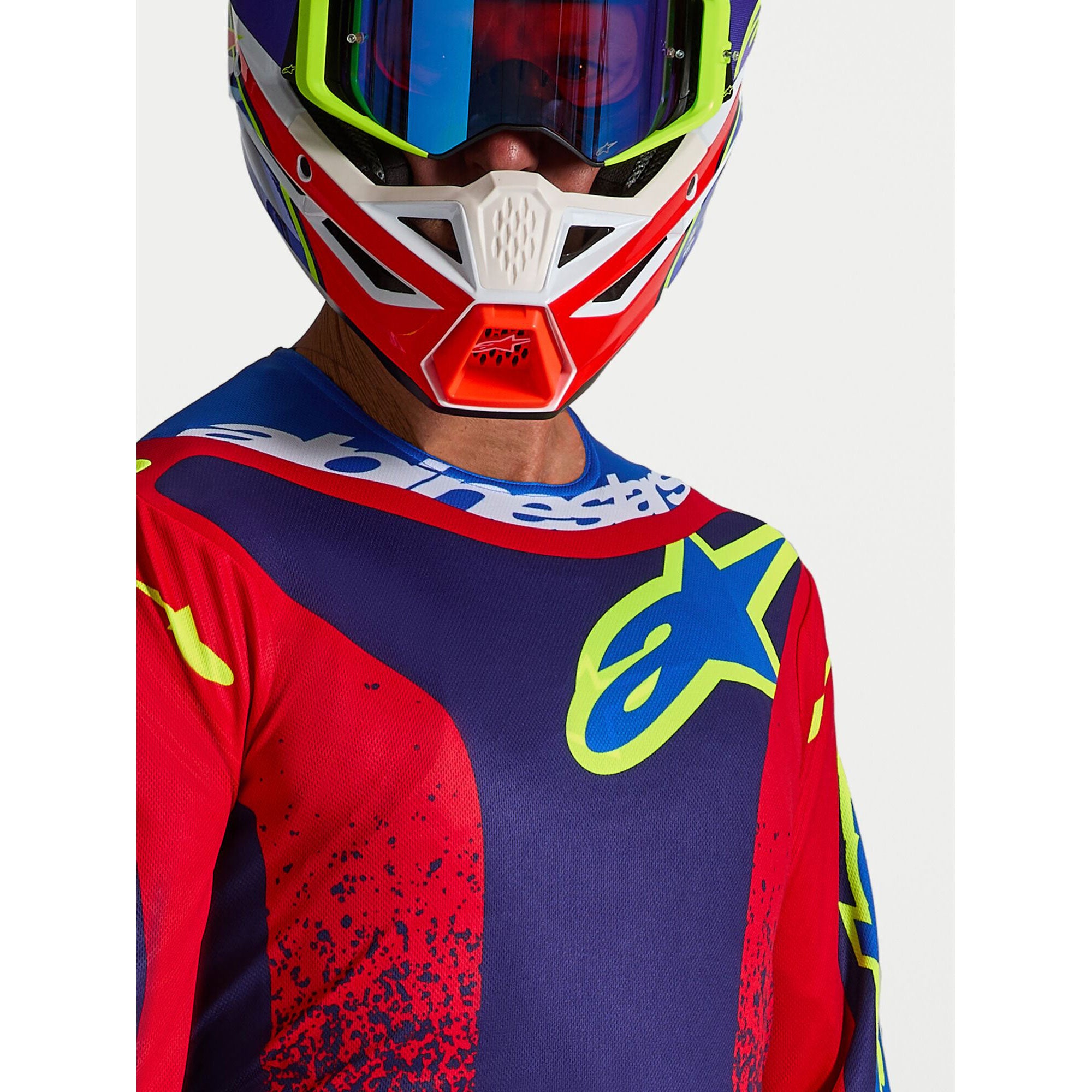 Alpinestars Fluid DRAG MX Jersey (Blue Navy/Fire Red/White)