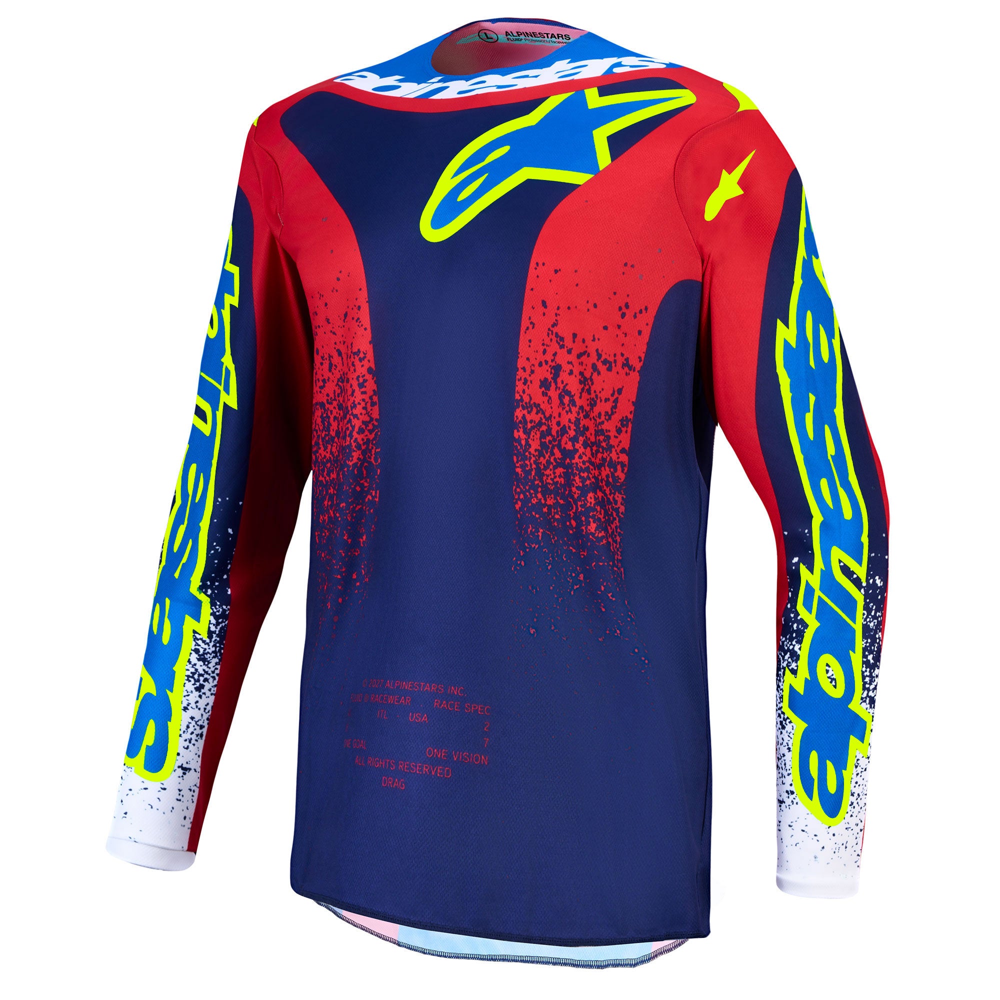 Alpinestars Fluid DRAG MX Jersey (Blue Navy/Fire Red/White)