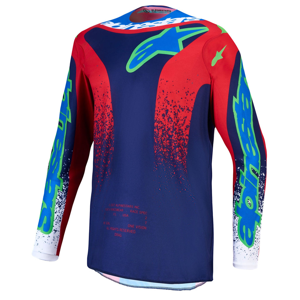 Alpinestars Youth Fluid DRAG MX Jersey (Blue Navy/Fire Red/White)