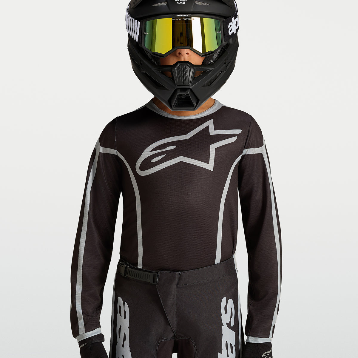 Alpinestars Youth Fluid APEX V2 MX Gear Set (Black/Silver)
