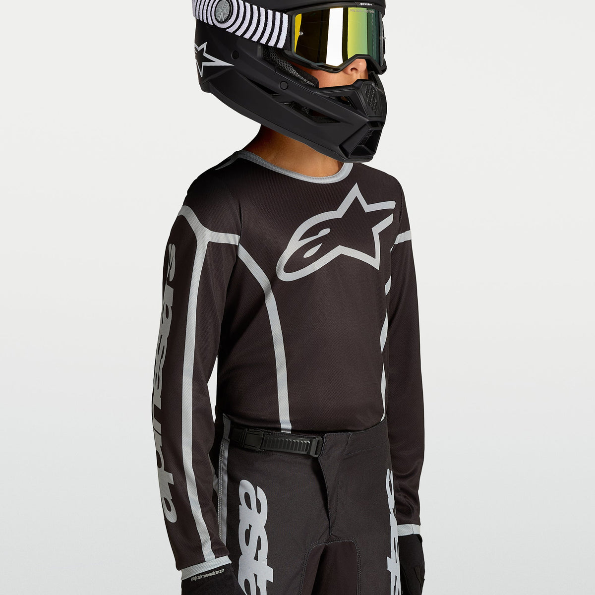 Alpinestars Youth Fluid APEX V2 MX Jersey (Black/Silver)