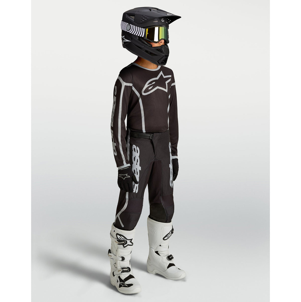 Alpinestars Youth Fluid APEX V2 MX Jersey (Black/Silver)