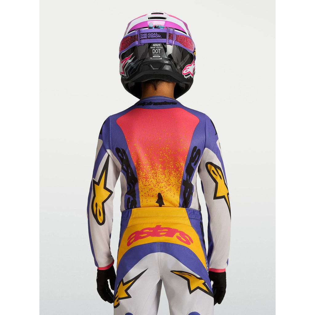 Alpinestars Youth Fluid DRAG MX Jersey (Light Lilac/Blue Iris/Gold)