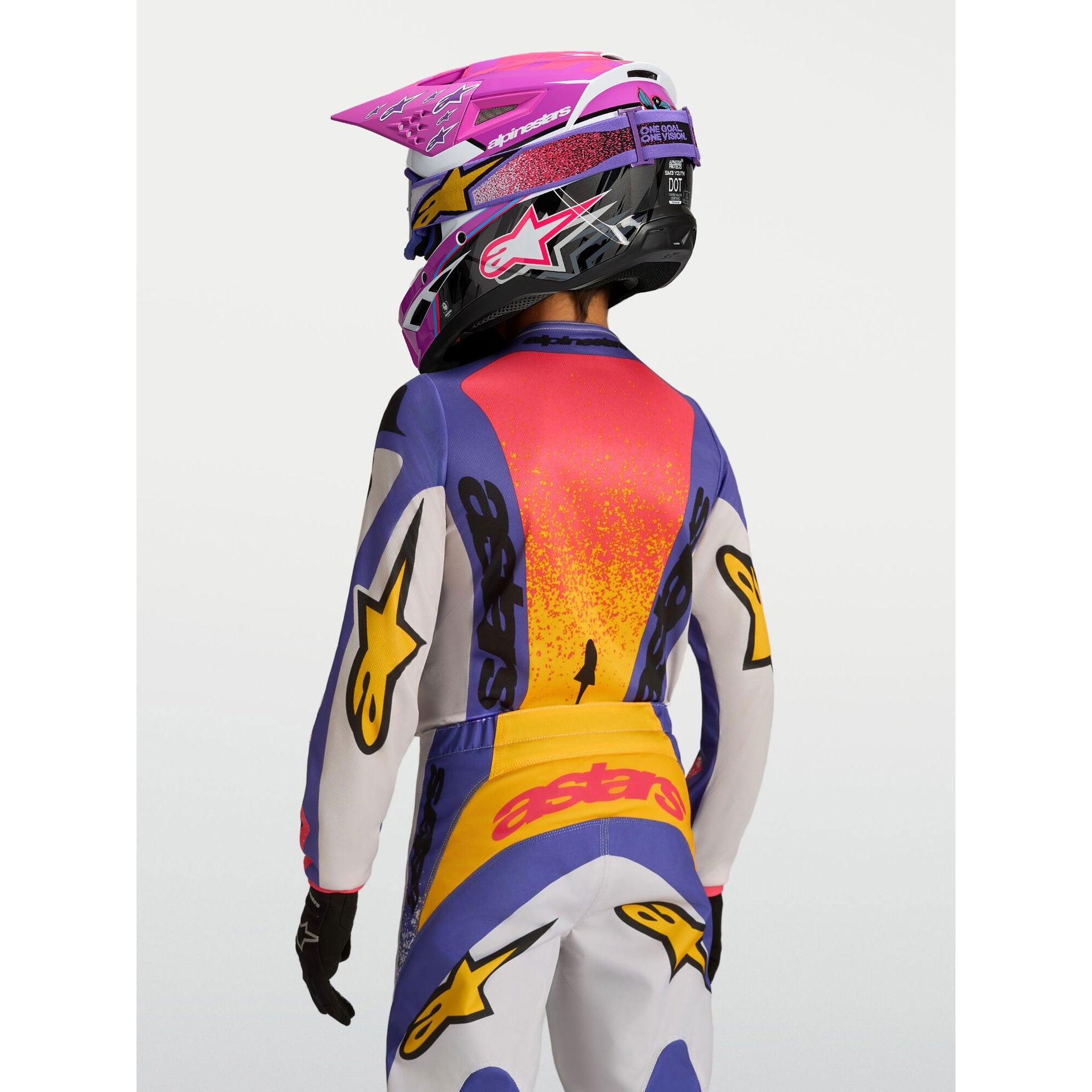 Alpinestars Youth Fluid DRAG MX Jersey (Light Lilac/Blue Iris/Gold)