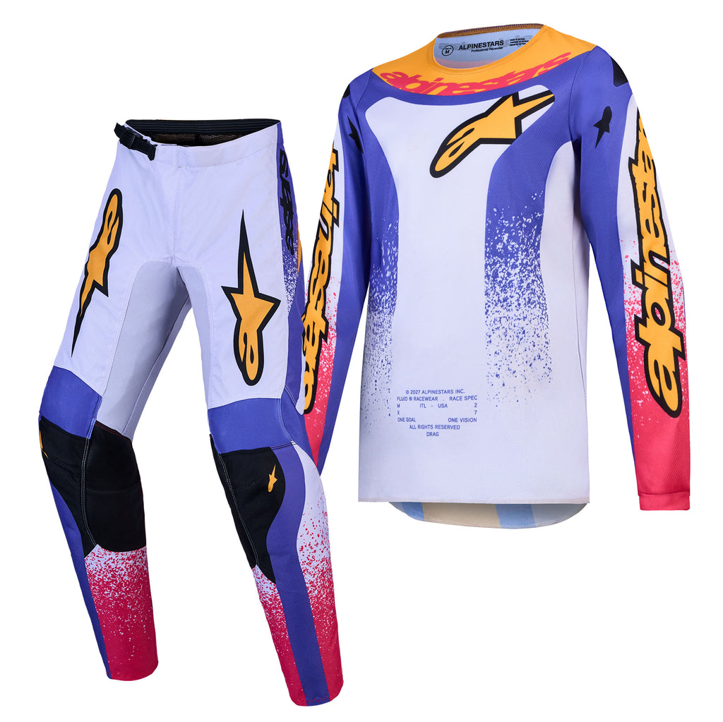 Alpinestars Youth Fluid DRAG MX Kit Deal (Light Lilac/Blue Iris/Gold)