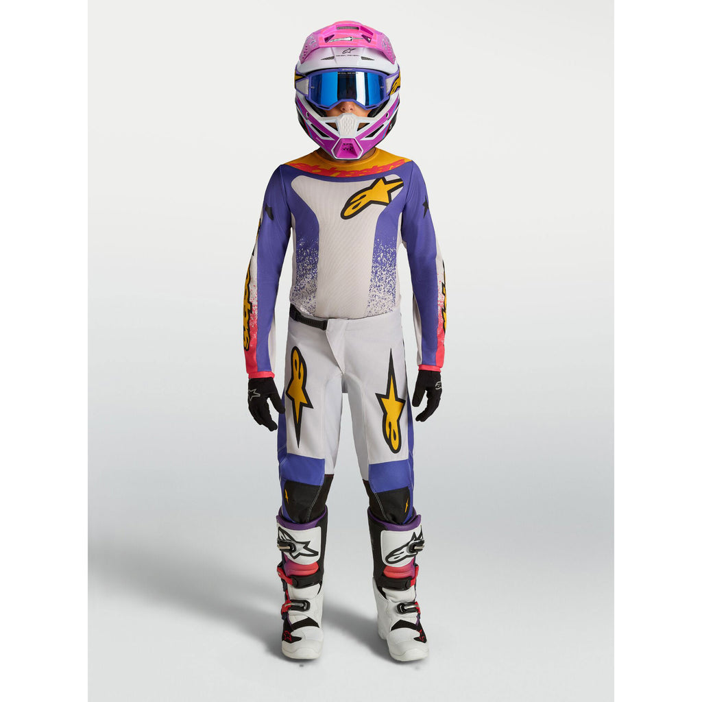 Alpinestars Youth Fluid DRAG MX Kit Deal (Light Lilac/Blue Iris/Gold)