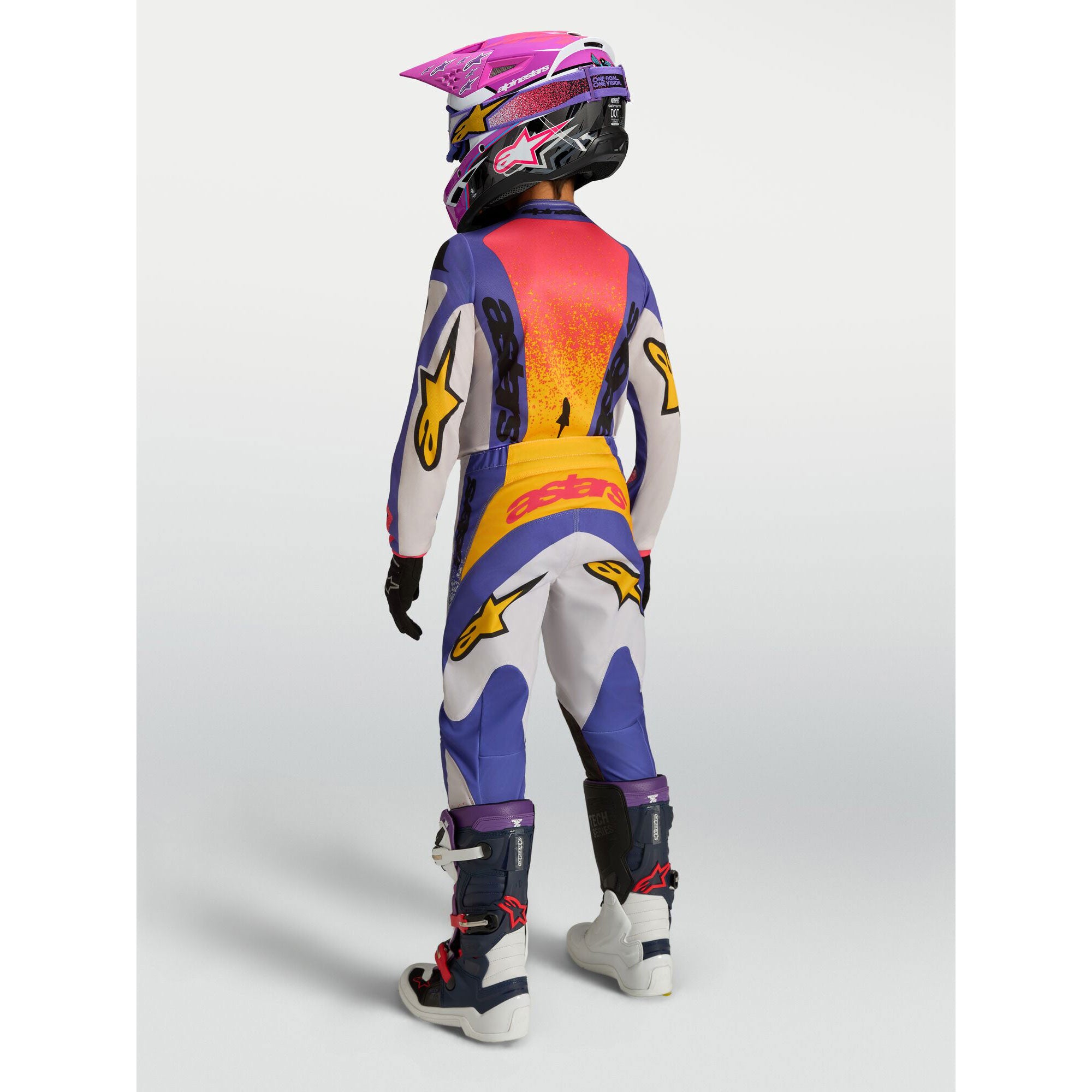 Alpinestars Youth Fluid DRAG MX Kit Deal (Light Lilac/Blue Iris/Gold)