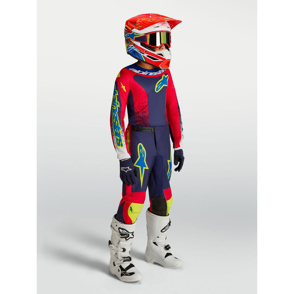 Alpinestars Youth Fluid DRAG MX Kit Deal (Blue Navy/Fire Red/White)