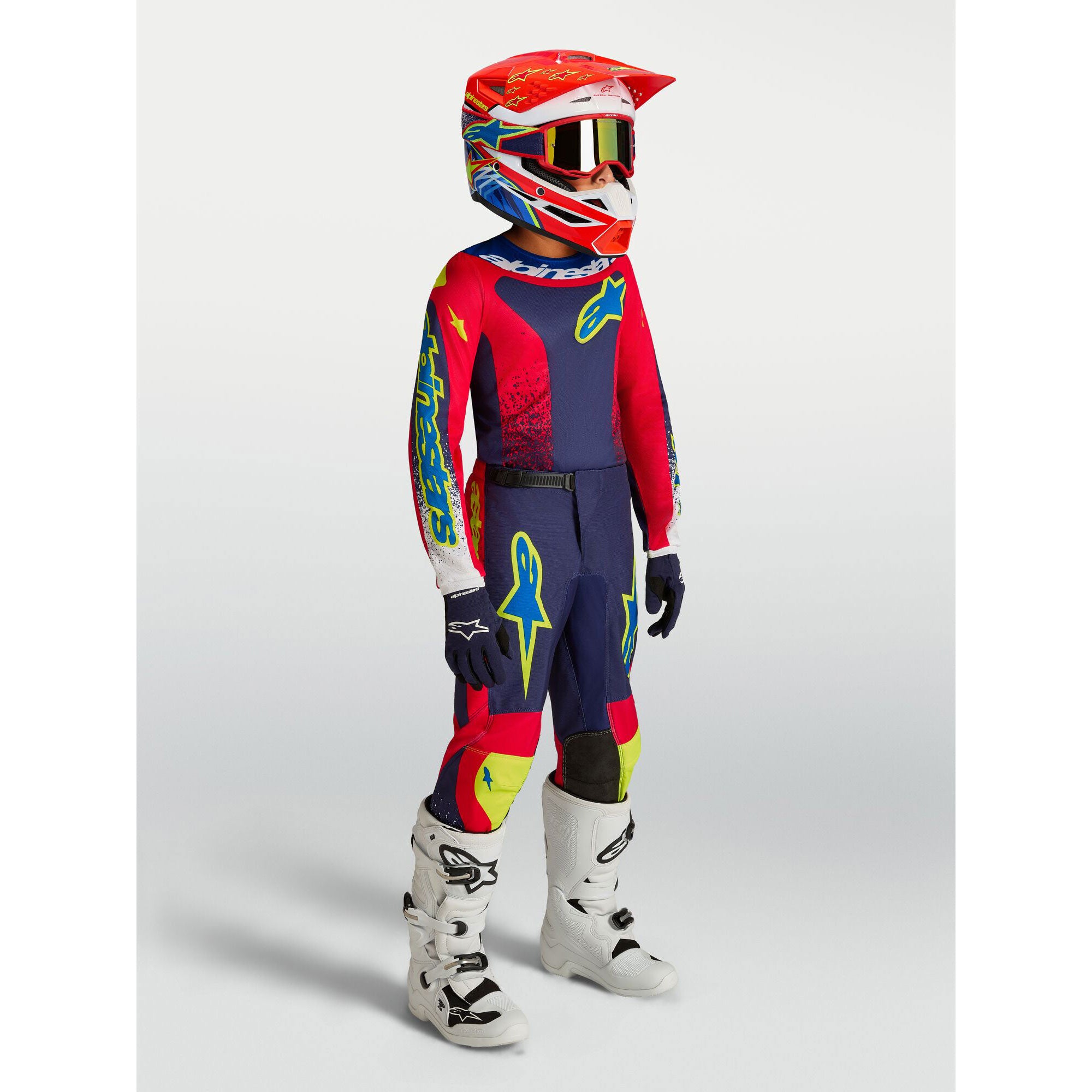 Alpinestars Youth Fluid DRAG MX Kit Deal (Blue Navy/Fire Red/White)