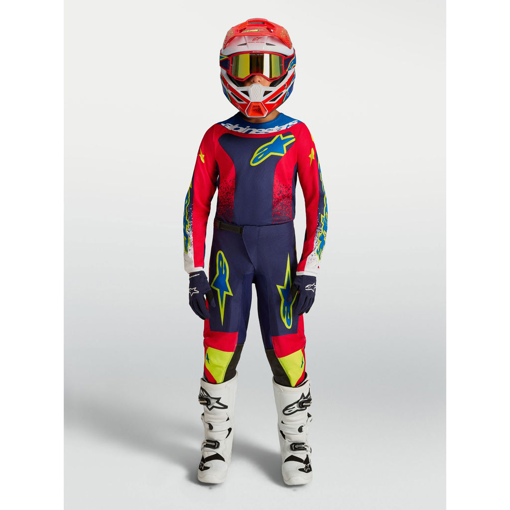 Alpinestars Youth Fluid DRAG MX Kit Deal (Blue Navy/Fire Red/White)