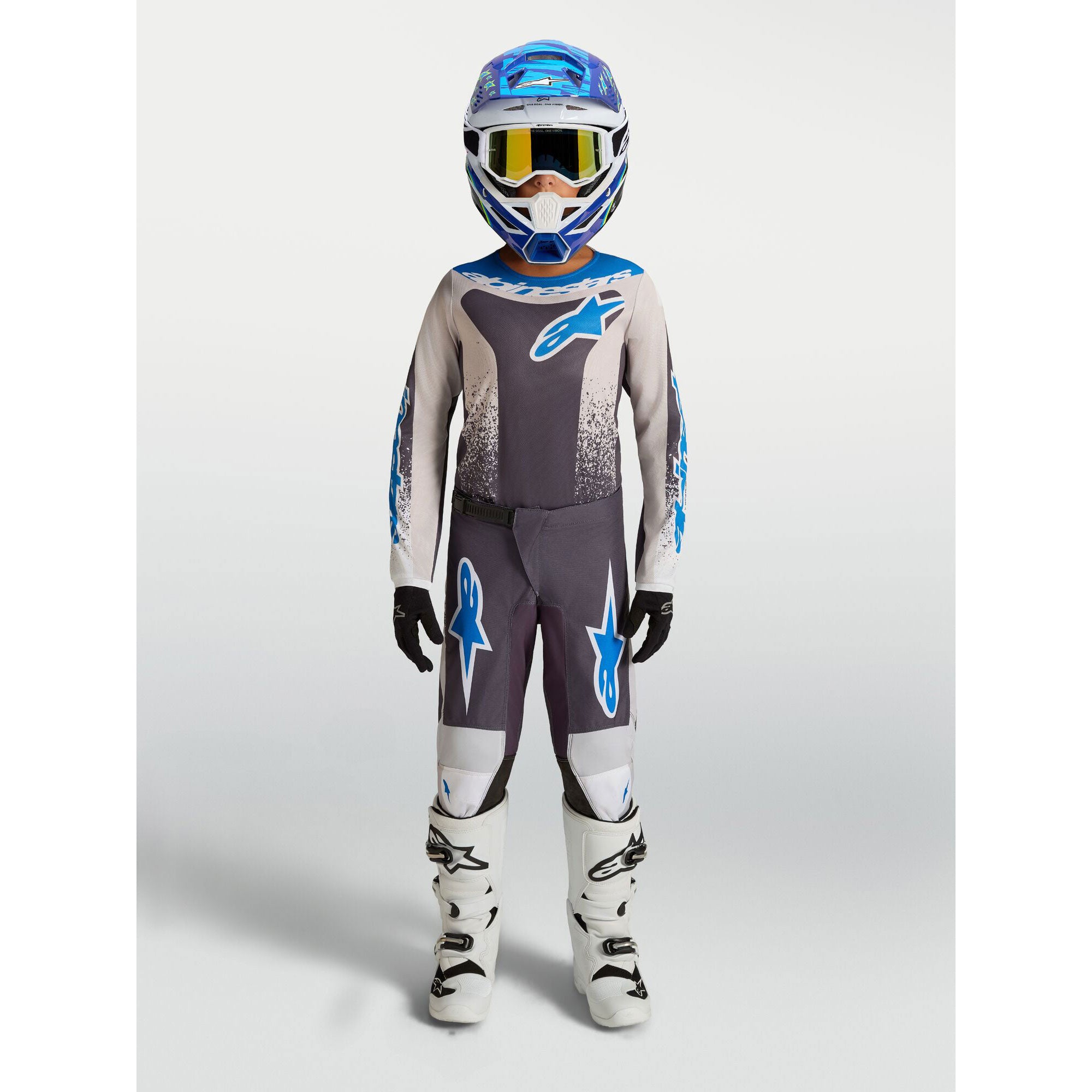 Alpinestars Youth Fluid DRAG MX Kit Deal (Graystone/Light Lilac/UCLA Blue)