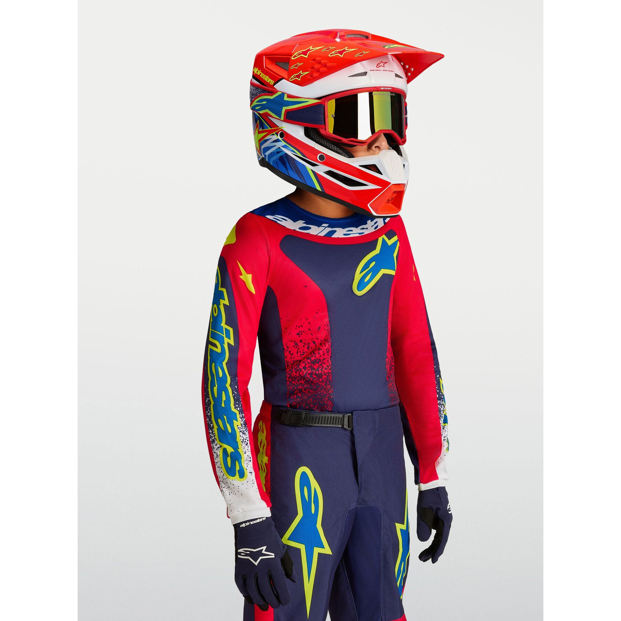 Alpinestars Youth Fluid DRAG MX Kit Deal (Blue Navy/Fire Red/White)