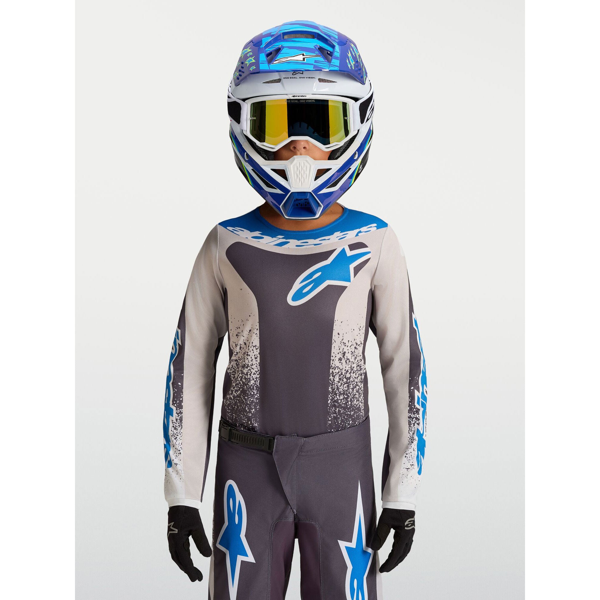 Alpinestars Youth Fluid DRAG MX Kit Deal (Graystone/Light Lilac/UCLA Blue)