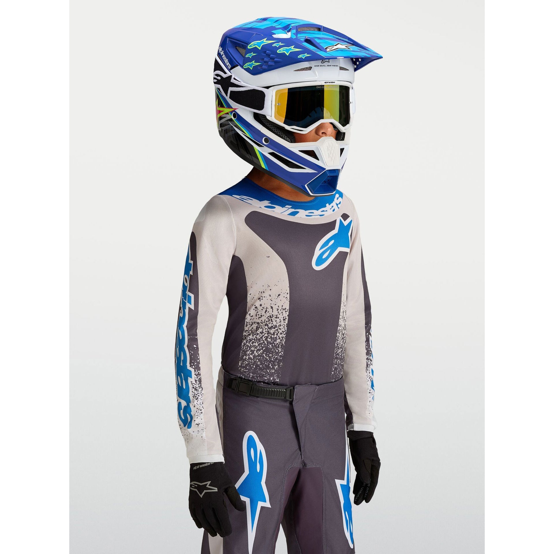 Alpinestars Youth Fluid DRAG MX Jersey (Graystone/Light Lilac/UCLA Blue)