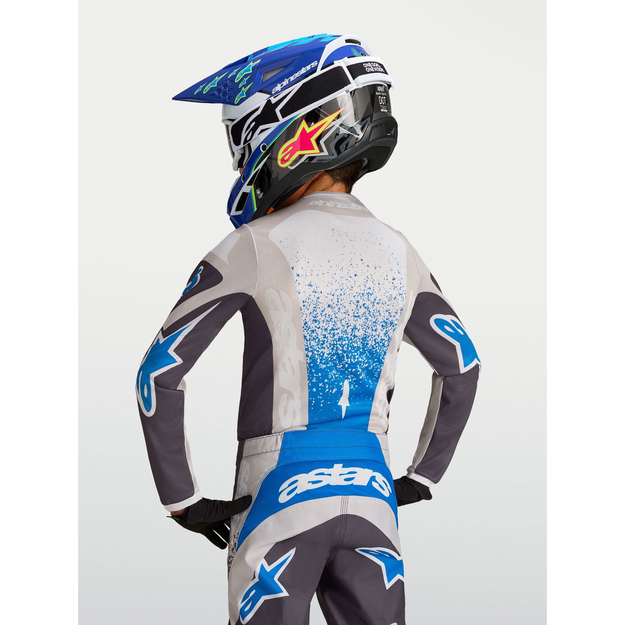 Alpinestars Youth Fluid DRAG MX Kit Deal (Graystone/Light Lilac/UCLA Blue)