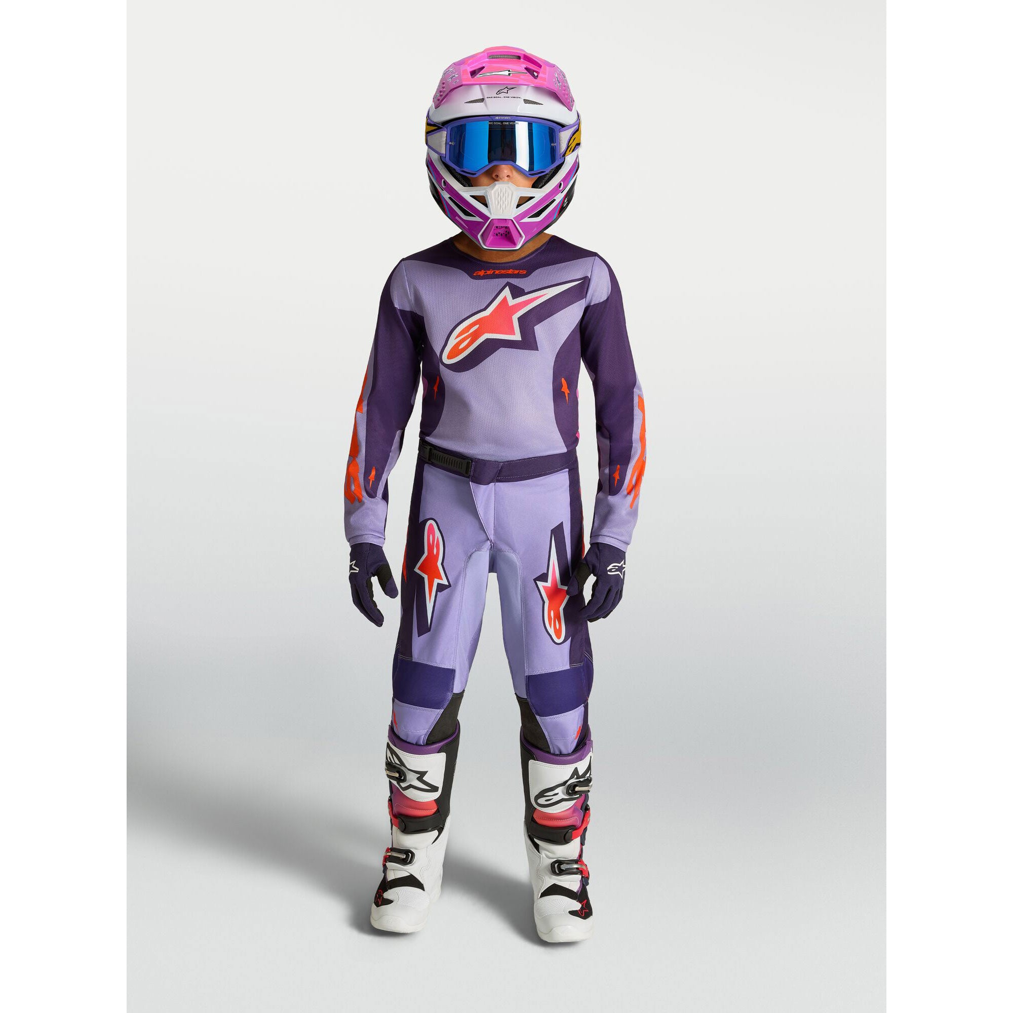 Alpinestars Youth Fluid HUNT MX Kit Deal (Light Violet/Deep Purple/Pink Fluo)