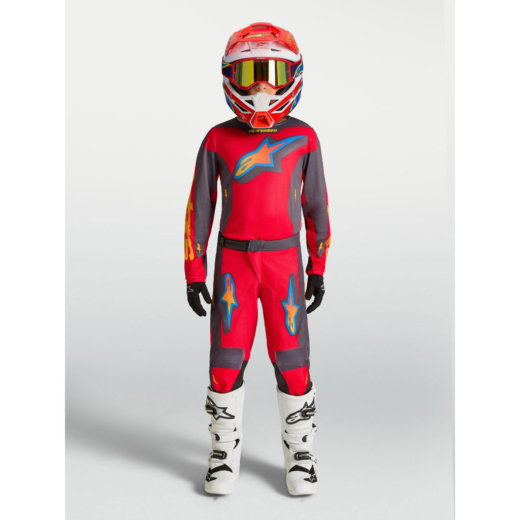 Alpinestars Youth Fluid HUNT MX Kit Deal (Fire Red/Graystone/Hot Coral)