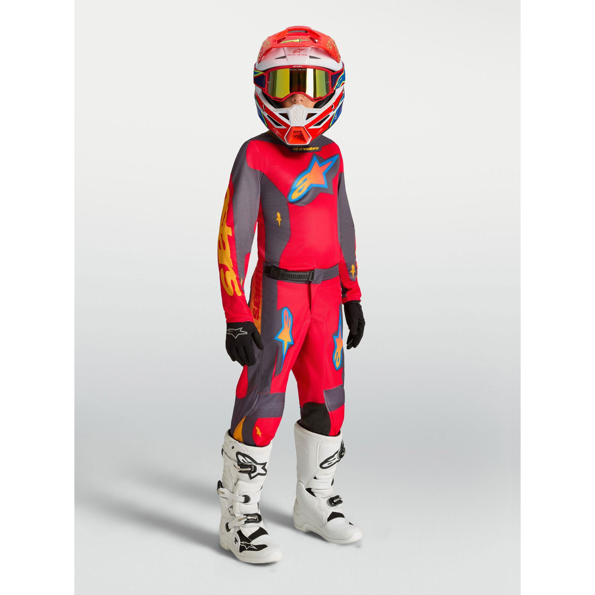 Alpinestars Youth Fluid HUNT MX Kit Deal (Fire Red/Graystone/Hot Coral)