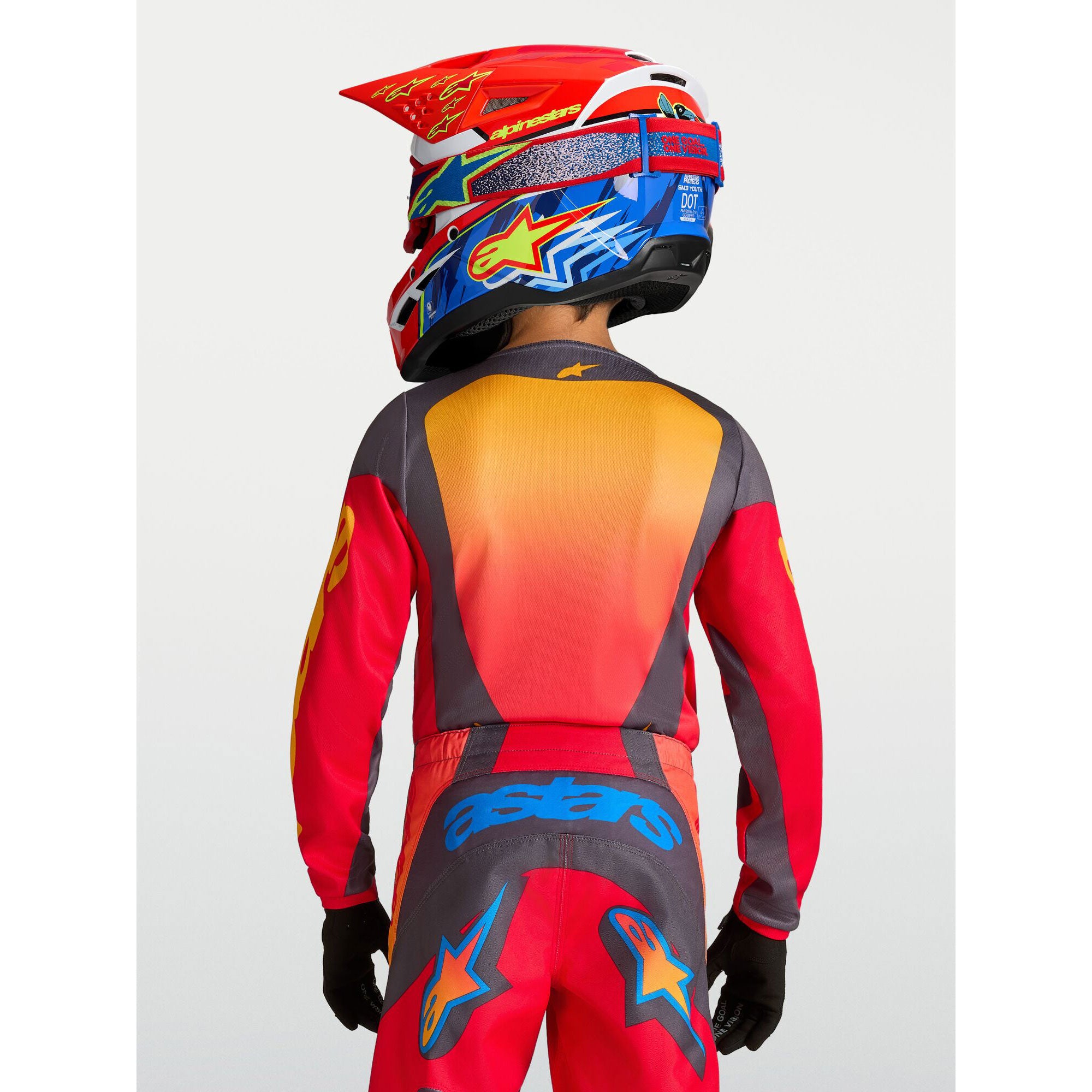 Alpinestars Youth Fluid HUNT MX Kit Deal (Fire Red/Graystone/Hot Coral)