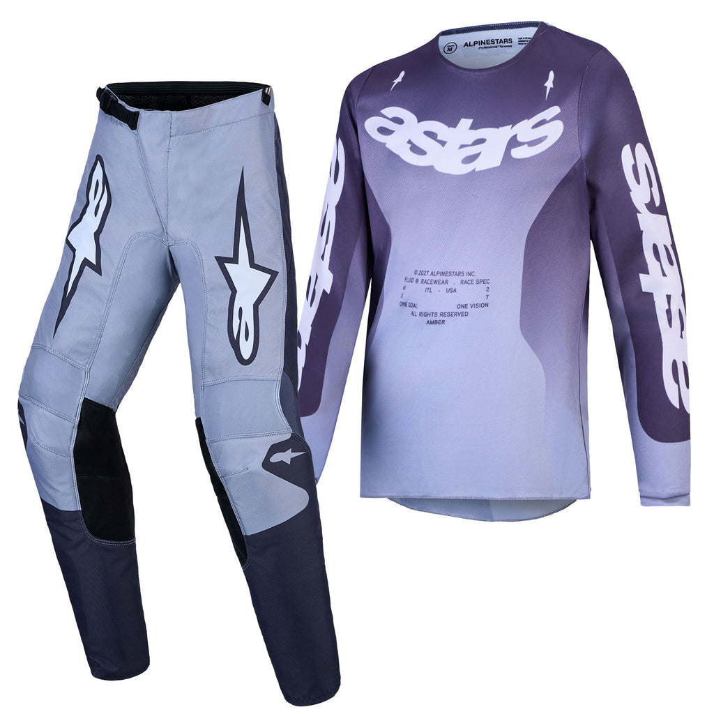 Alpinestars Youth Fluid AMBER MX Kit Deal (Graystone/Cold Grey/Light Lilac)