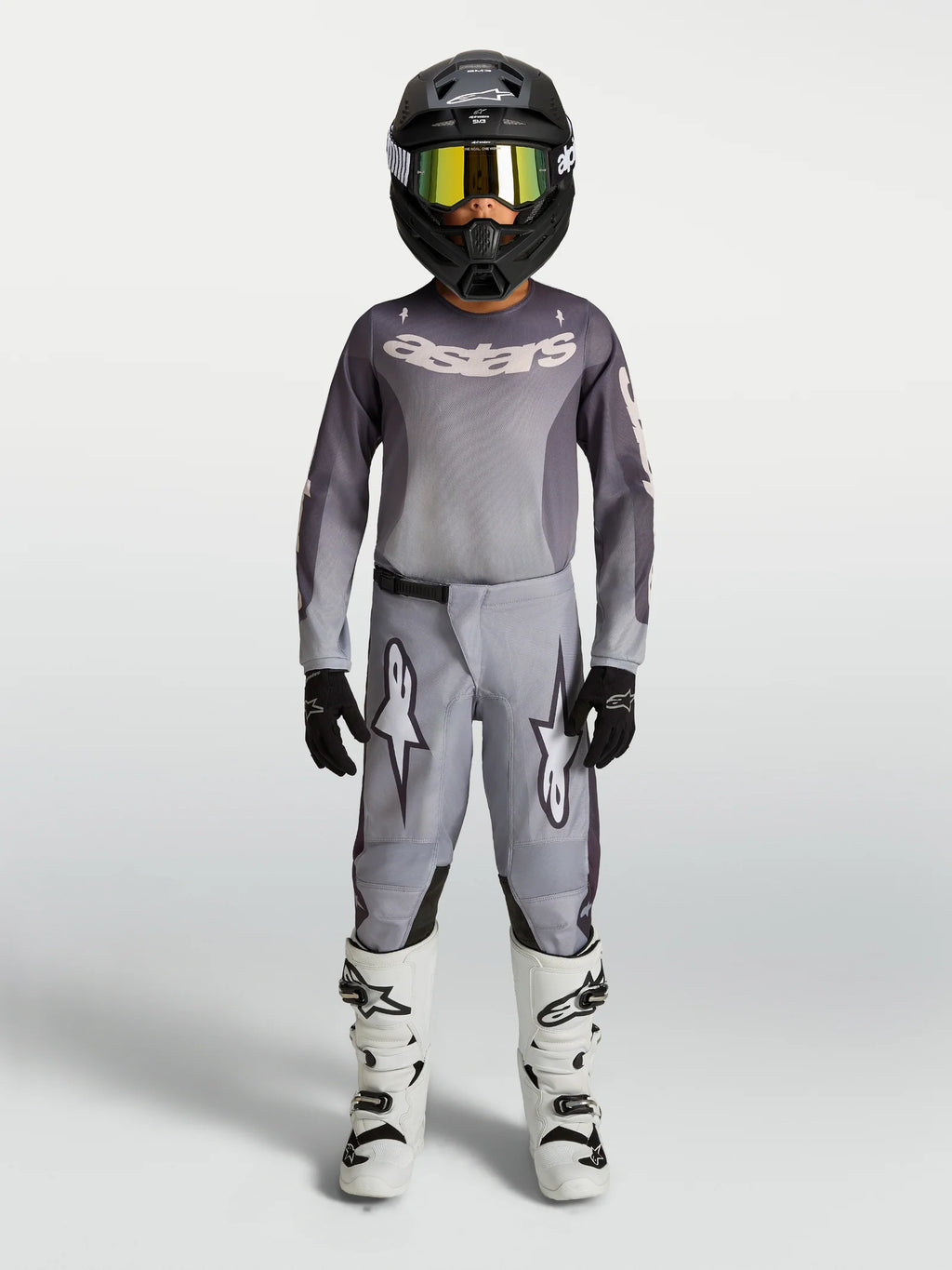 Alpinestars Youth Fluid AMBER MX Kit Deal (Graystone/Cold Grey/Light Lilac)