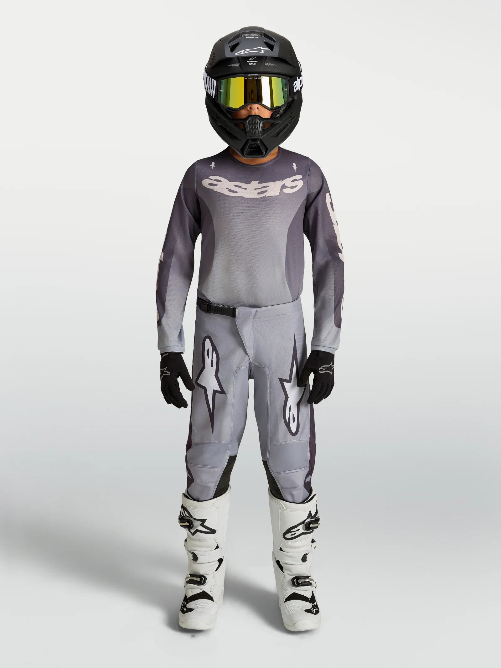 Alpinestars Youth Fluid AMBER MX Kit Deal (Graystone/Cold Grey/Light Lilac)