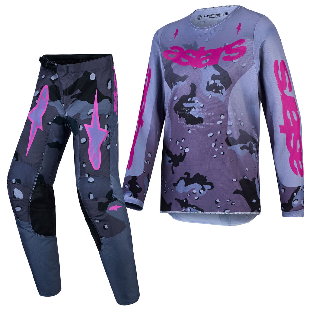 Alpinestars Youth Fluid LONE MX Kit Deal (Grey Camo/Purple)