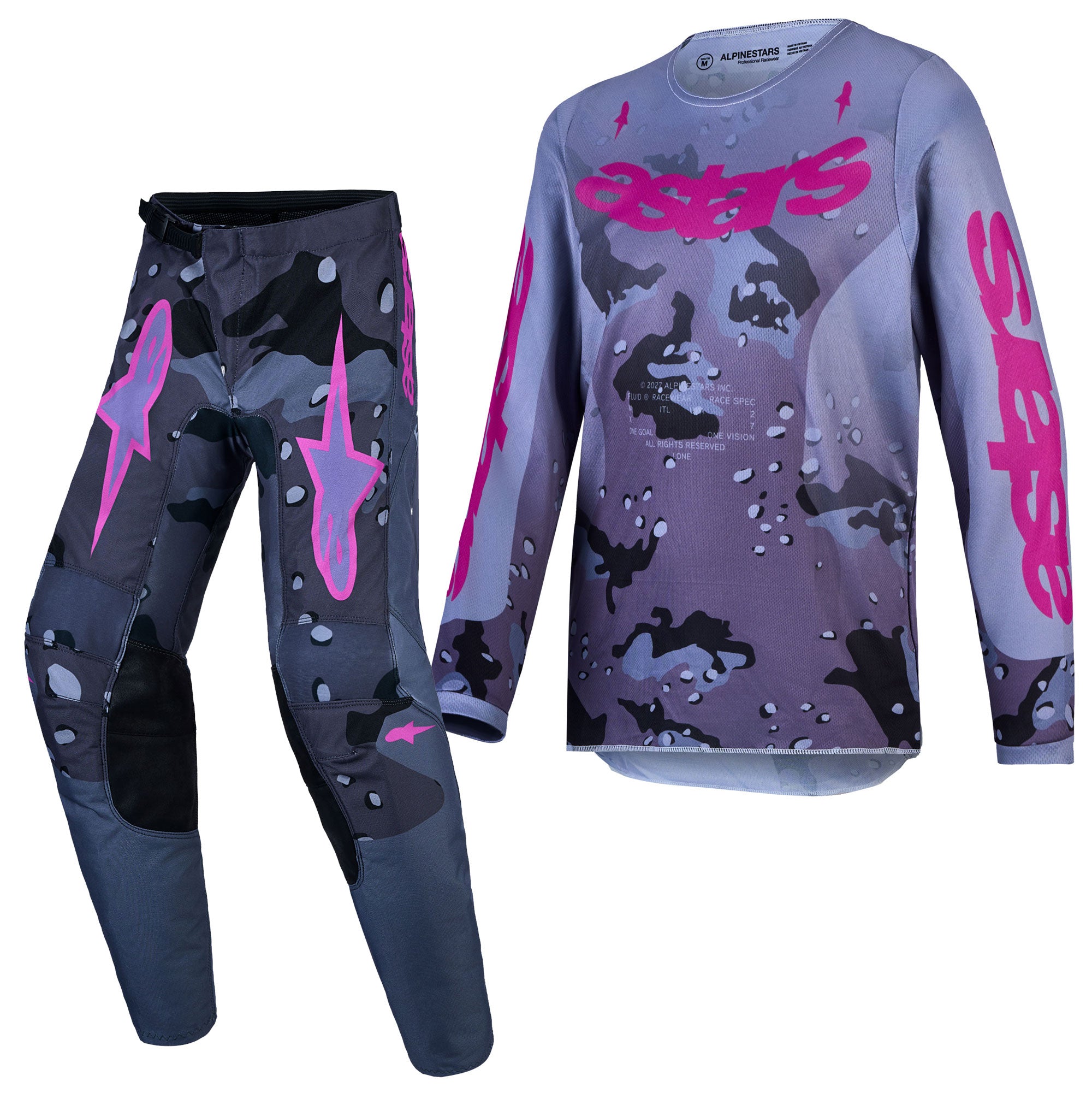 Alpinestars Youth Fluid LONE MX Kit Deal (Grey Camo/Purple)