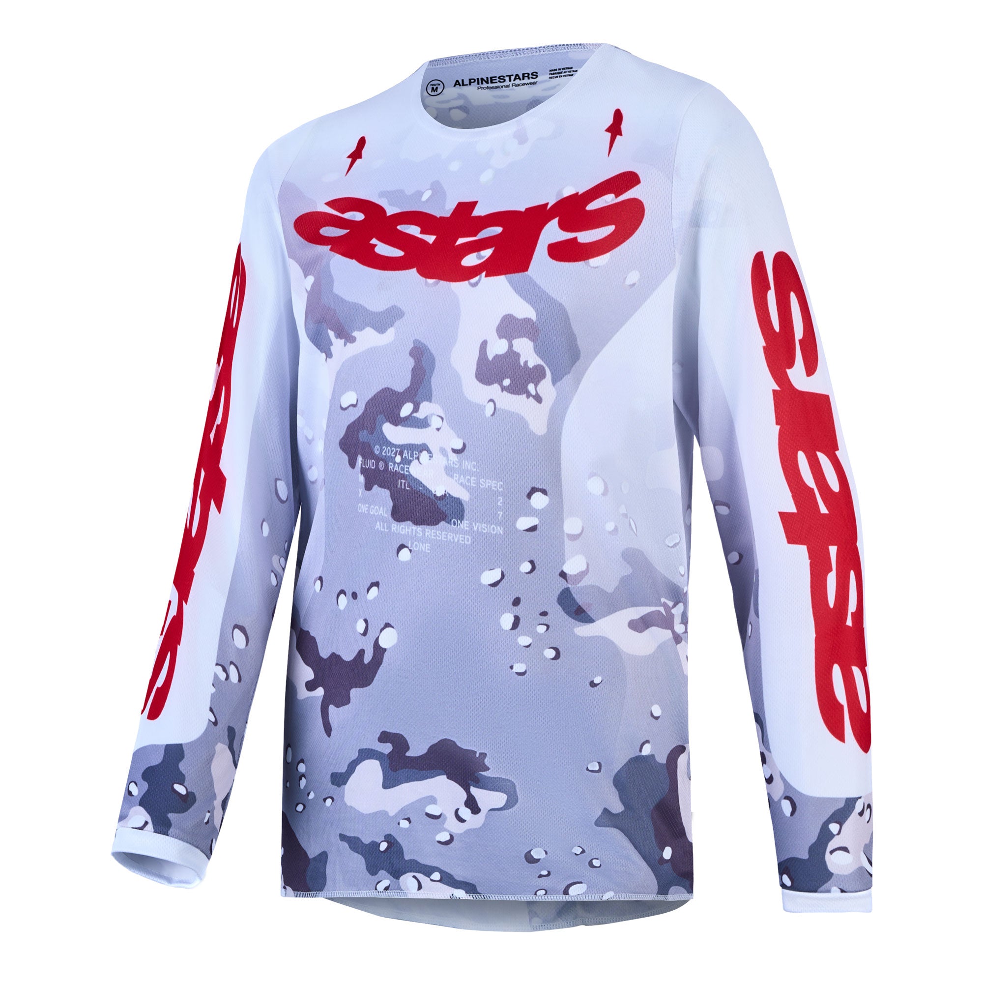 Alpinestars Youth Fluid LONE MX Kit Deal (Grey Camo/White/Fire Red)