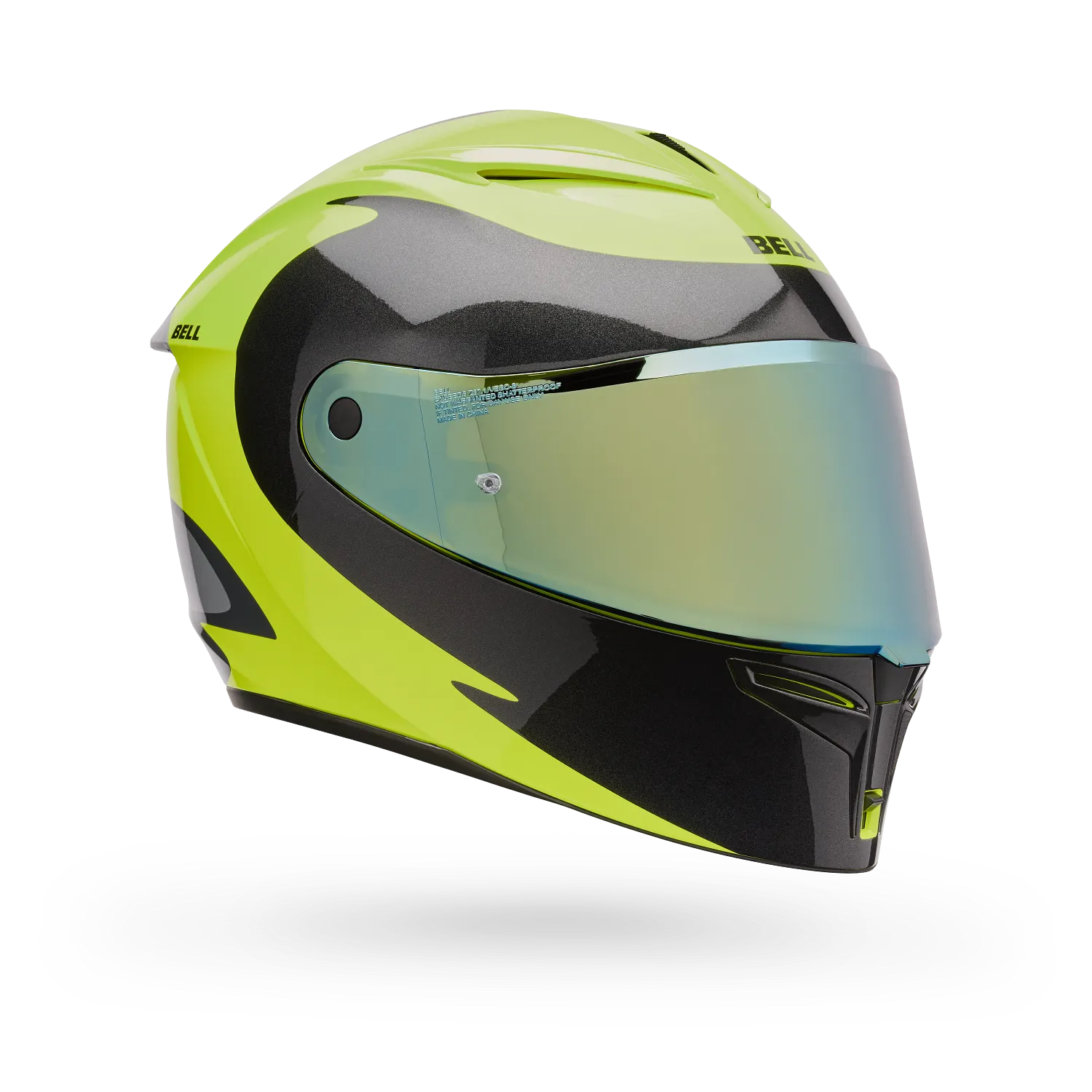 BELL Lithium MIPS Plus FLUID Motorcycle Helmet (Yellow Fluo/Black/Grey) Clear & Mirror Gold Visor