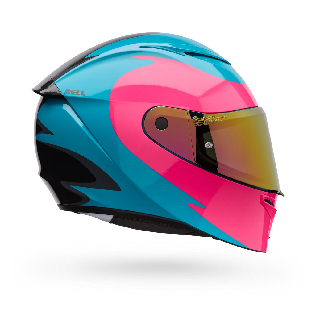 BELL Lithium MIPS Plus FLUID Motorcycle Helmet (Teal/Black/pink) Clear & Mirror Pink Visor