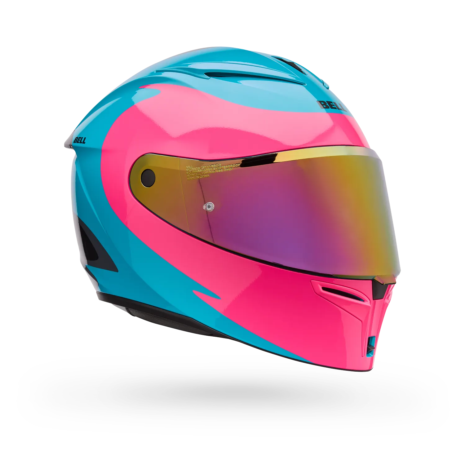 BELL Lithium MIPS Plus FLUID Motorcycle Helmet (Teal/Black/pink) Clear & Mirror Pink Visor