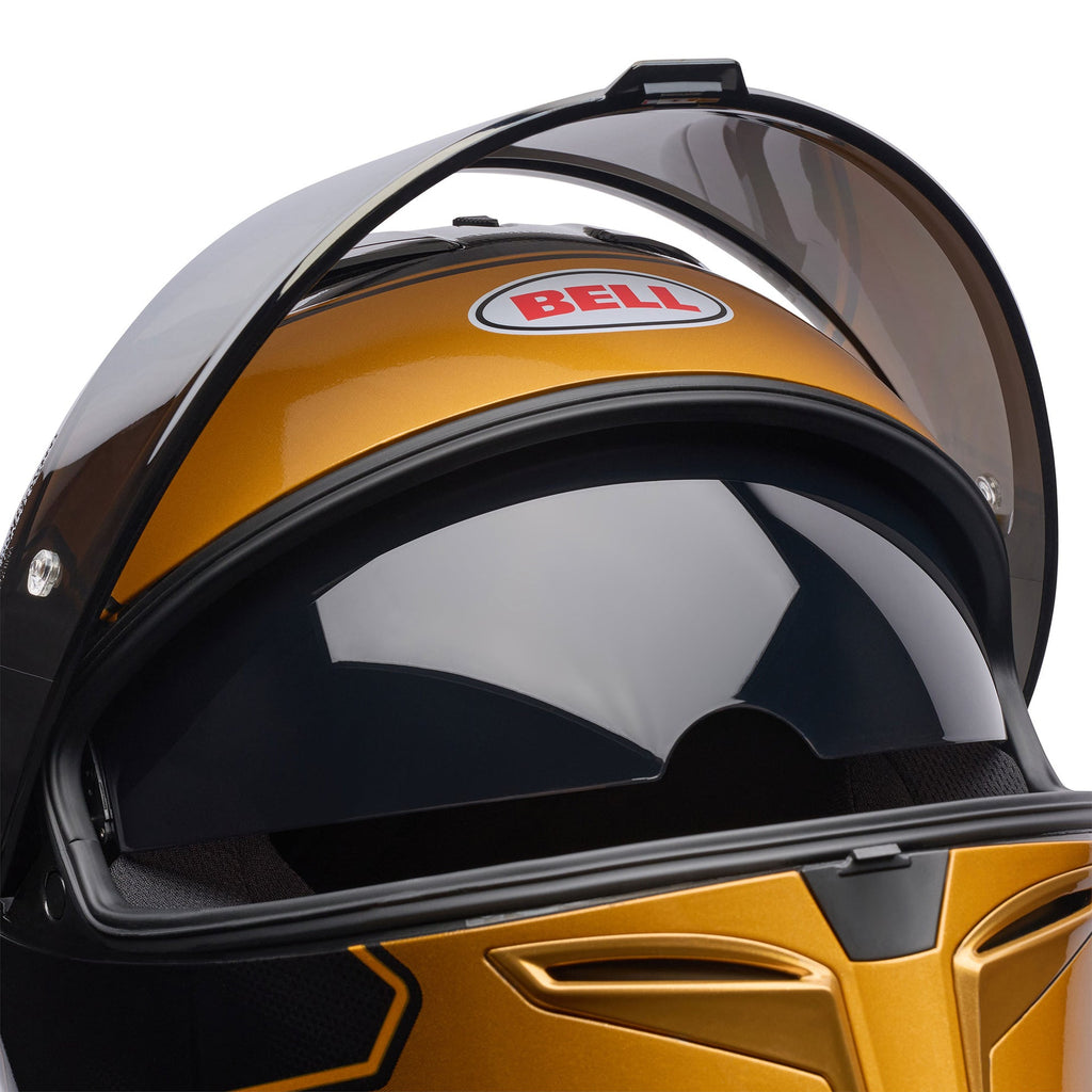 BELL Lithium MIPS Plus FLUX SE Motorcycle Helmet (Ultra Black/Gold) Clear & Mirror Gold Visor