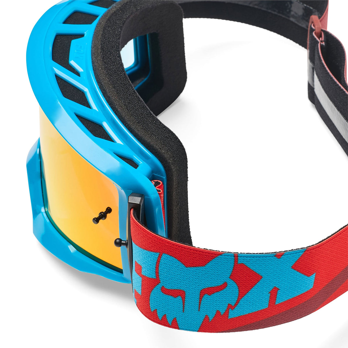 FOX Racing MAIN V3 RAID MX Goggles (Rust Red/Blue) Mirror Red Lens