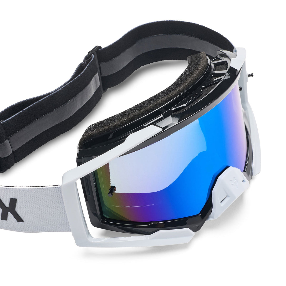 FOX Racing AIRSPACE V3 CLUTCH MX Goggles (White/Black) Mirror Blue Lens