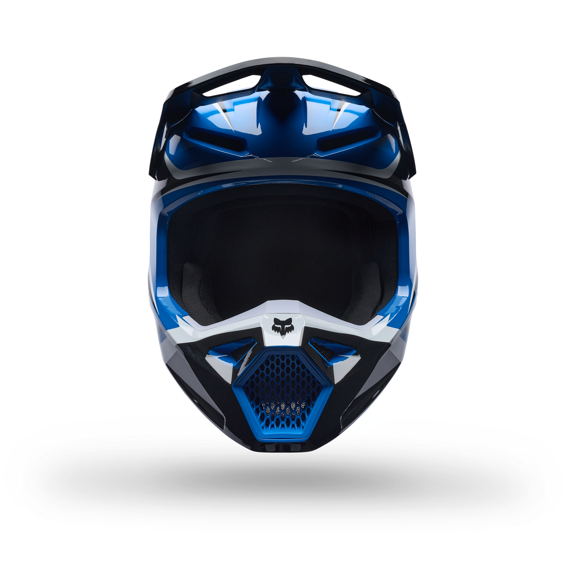 FOX Racing Youth V1 FRAME MX Helmet (Blue/Black/White)