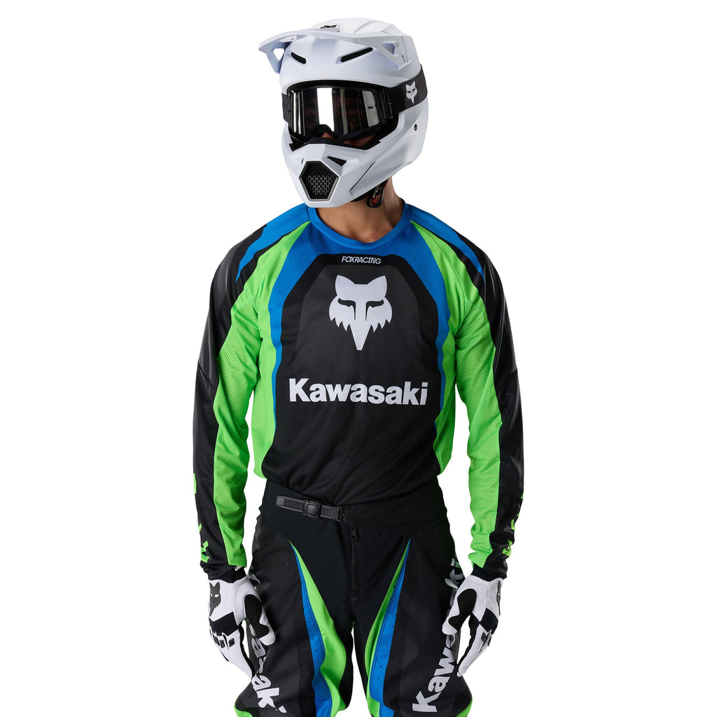 FOX Racing 180 KAWASAKI MX Jersey (Black/Green Fluo)