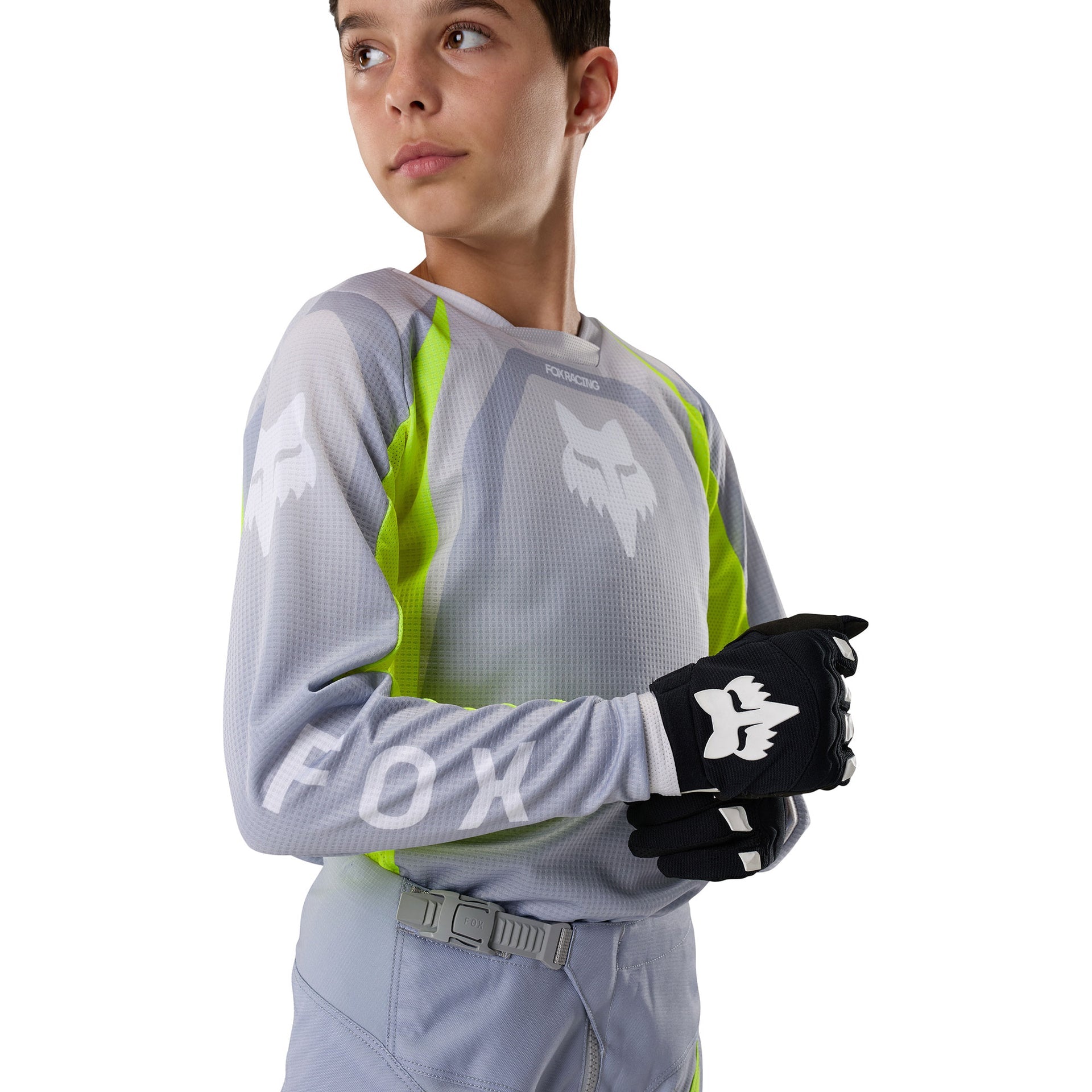 FOX Racing Youth 180 FRAME MX Jersey (Grey/Yellow)