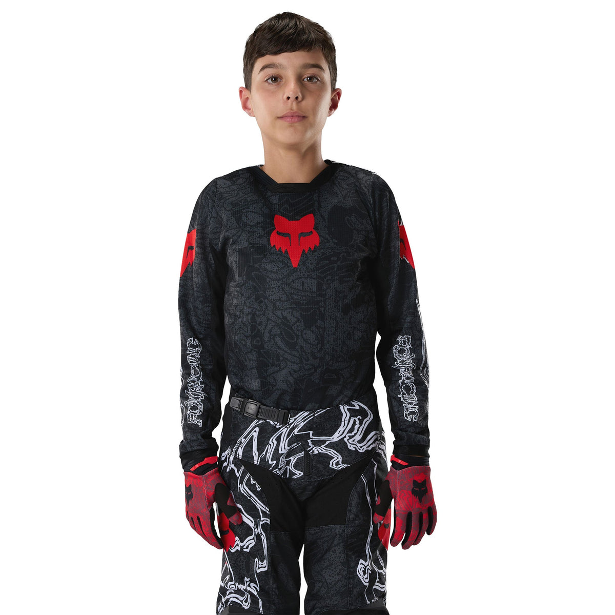 FOX Racing Youth 180 ABYSS MX Jersey (Black/Grey)