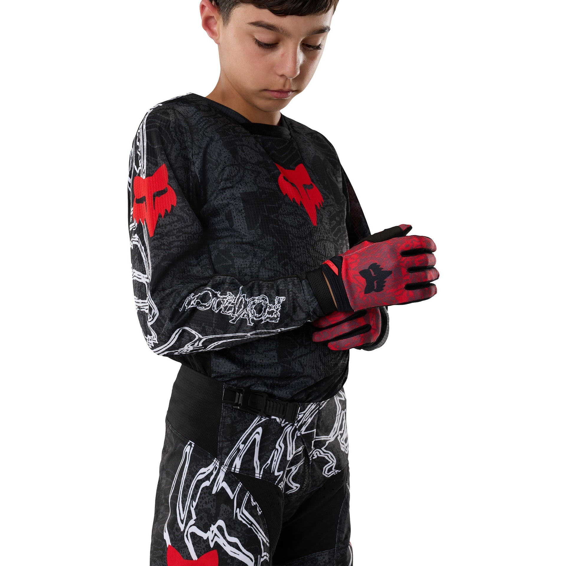 FOX Racing Youth 180 ABYSS MX Jersey (Black/Grey)