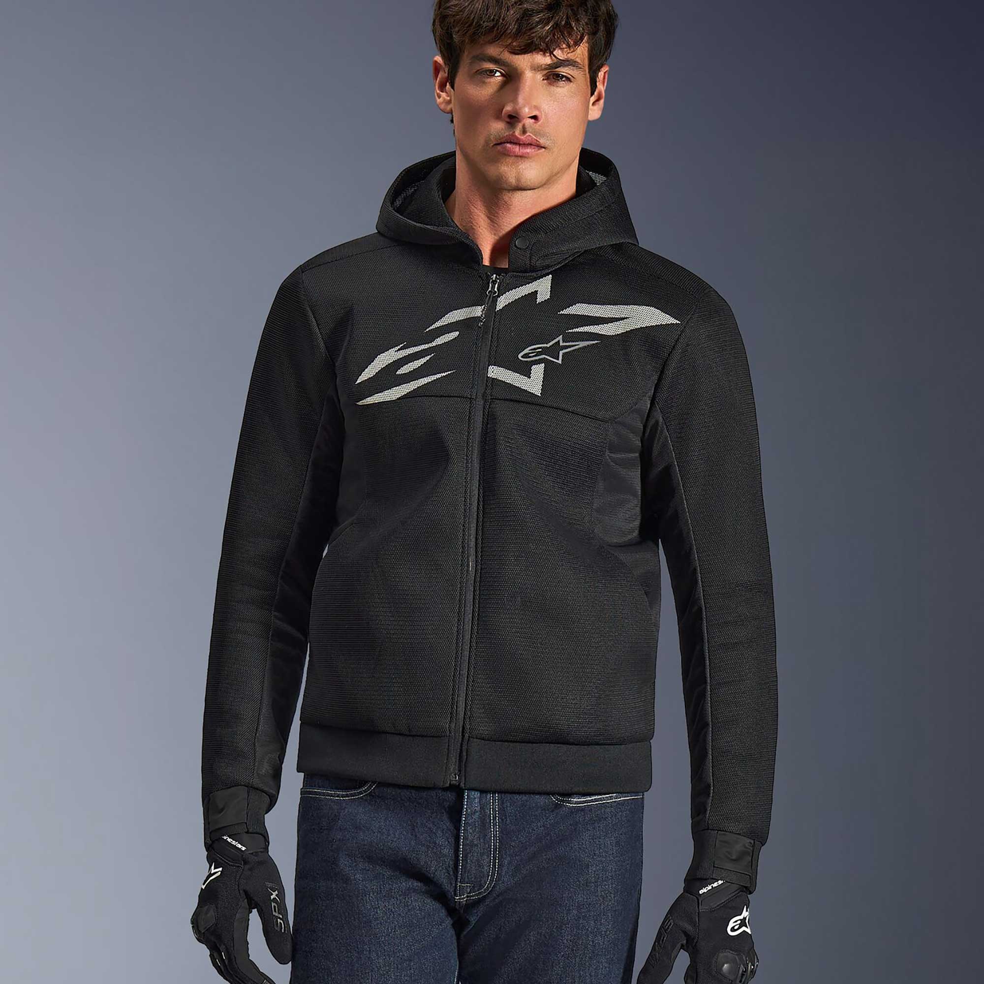 Alpinestars Chrome SUPERAIR Motorcycle Riding Hoodie (Black/Dark Grey/White)