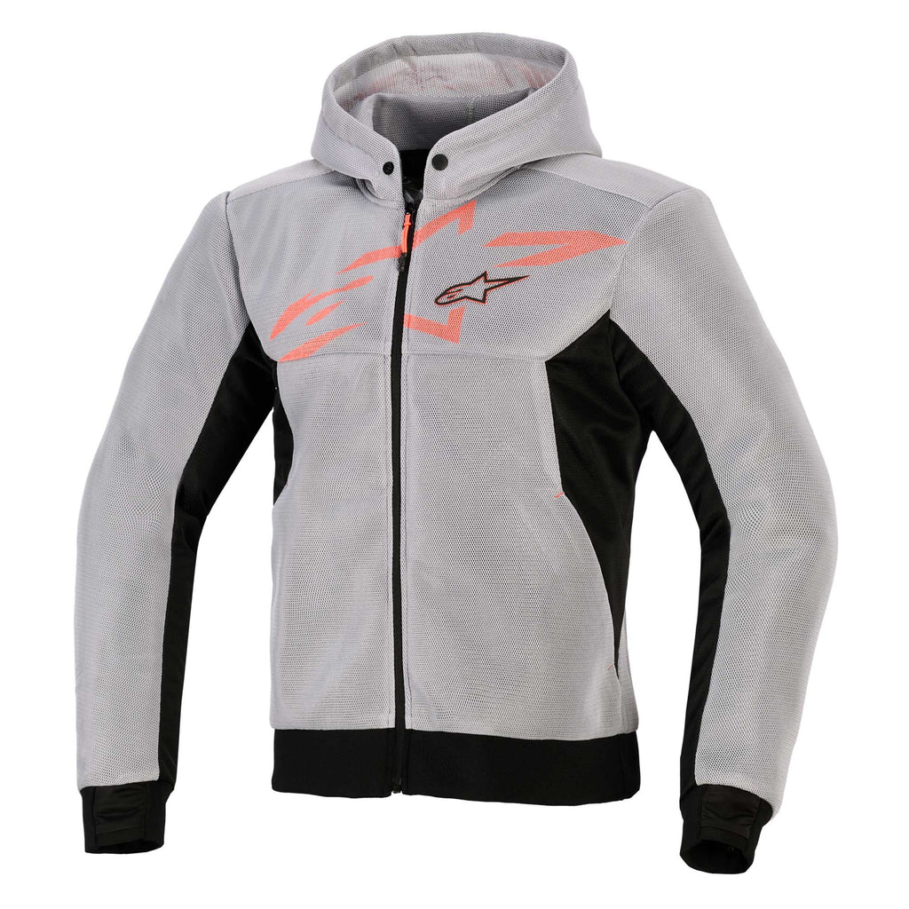 Alpinestars Chrome SUPERAIR Motorcycle Riding Hoodie (Black/Mid Grey/Red Fluo)