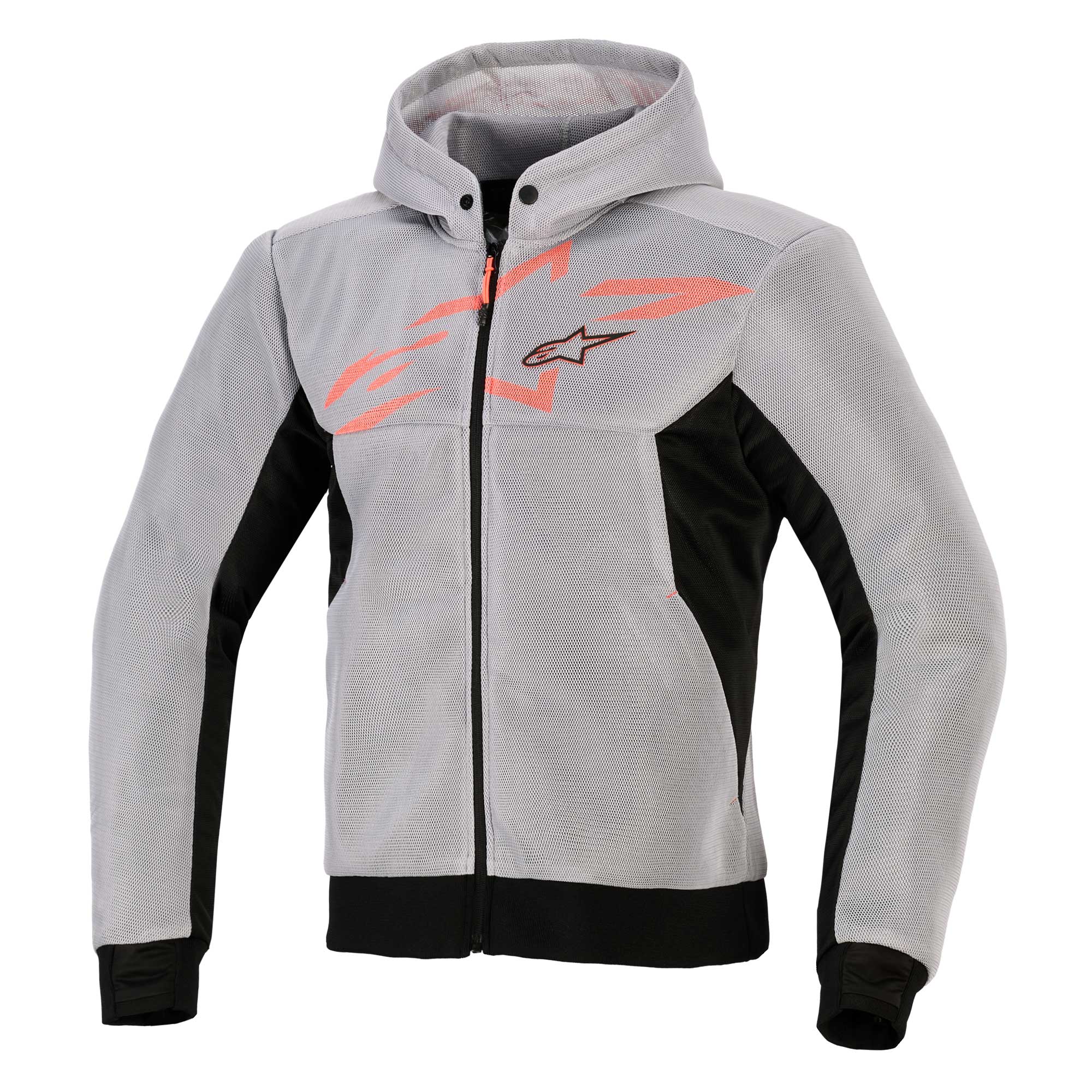 Alpinestars Chrome SUPERAIR Motorcycle Riding Hoodie (Black/Mid Grey/Red Fluo)