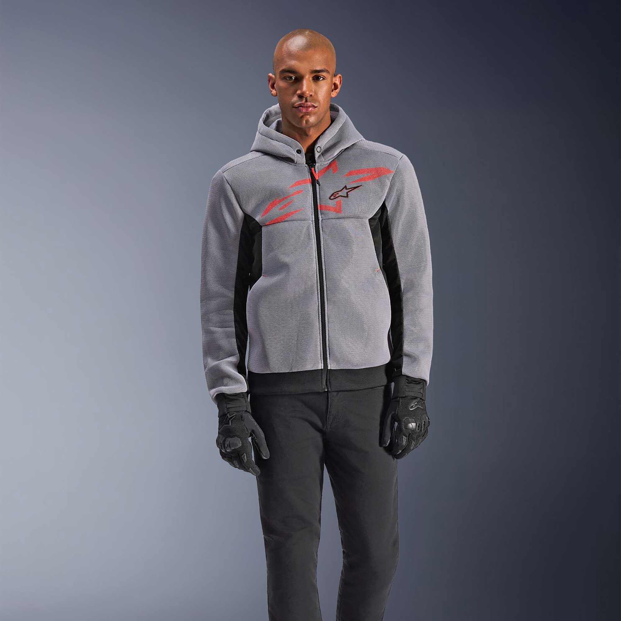 Alpinestars Chrome SUPERAIR Motorcycle Riding Hoodie (Black/Mid Grey/Red Fluo)