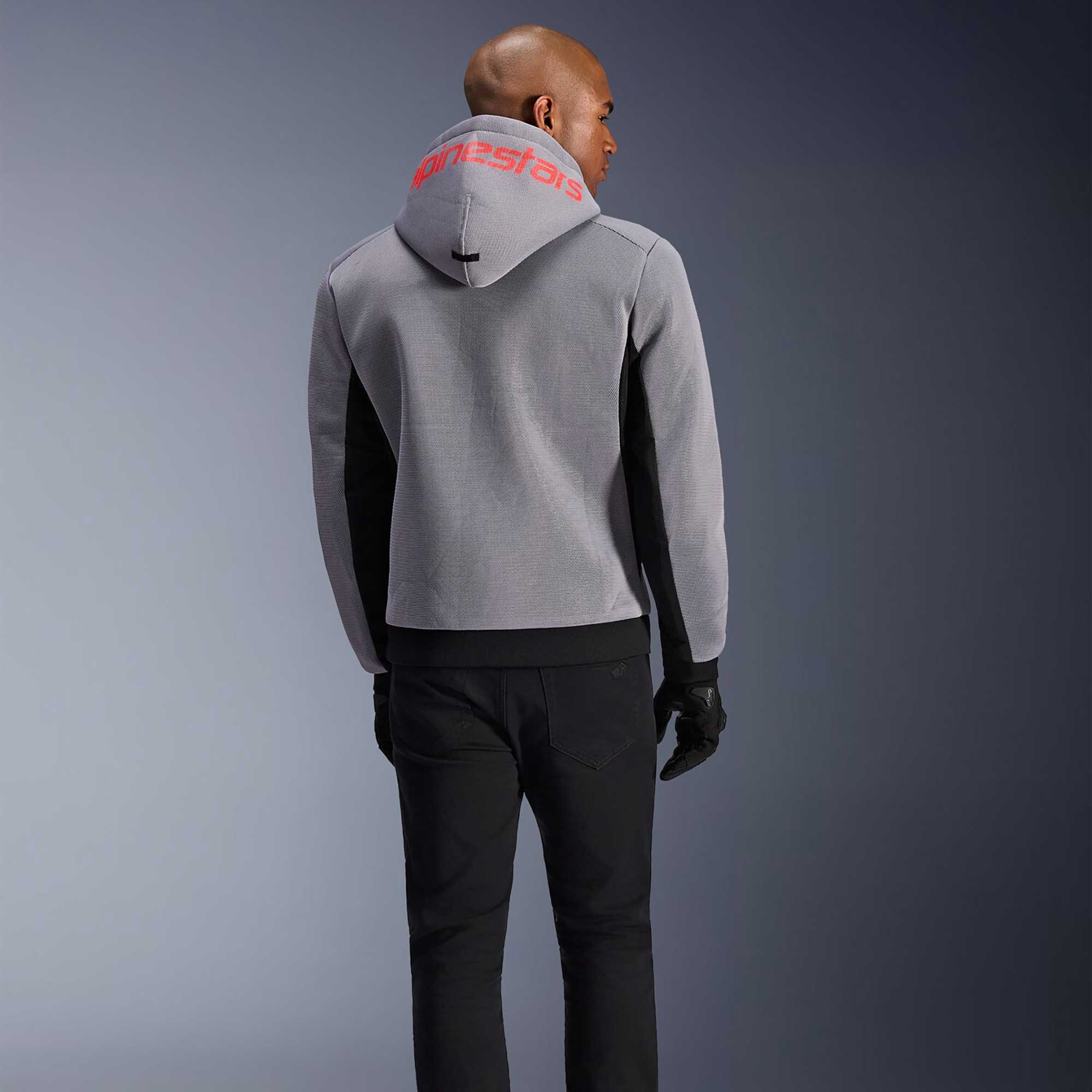 Alpinestars Chrome SUPERAIR Motorcycle Riding Hoodie (Black/Mid Grey/Red Fluo)