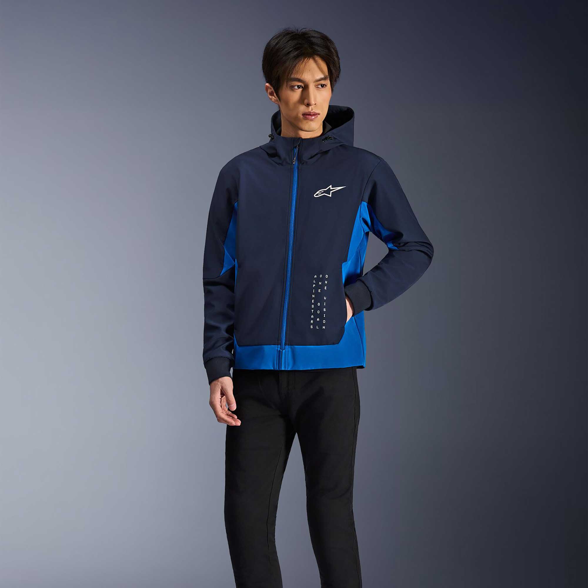 Alpinestars Radium Tech Motorcycle Hoodie Urban Textile Jacket (Night Navy/Royal Blue)
