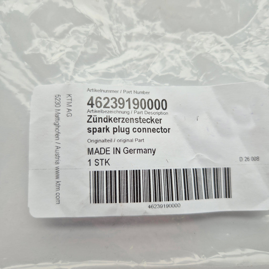 KTM Genuine Part - Spark Plug Cap - KTM SX65 25-27, Husqvarna TC65 25-27, Gas Gas MC65 25-27 - K46239190000