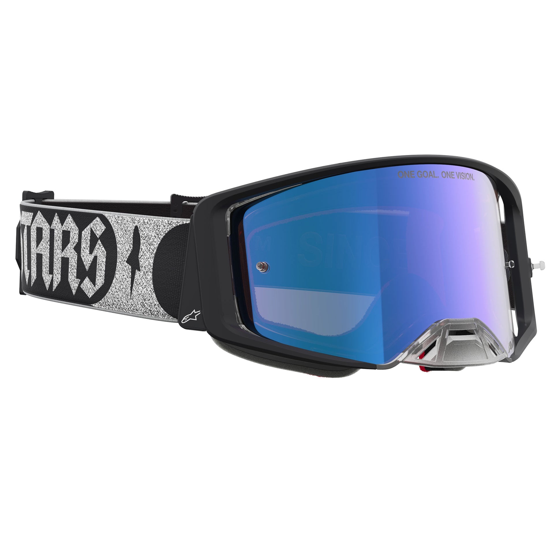 Alpinestars Supertech ATROX MX Goggles (Black/Silver) Mirror Pink/Blue Lens