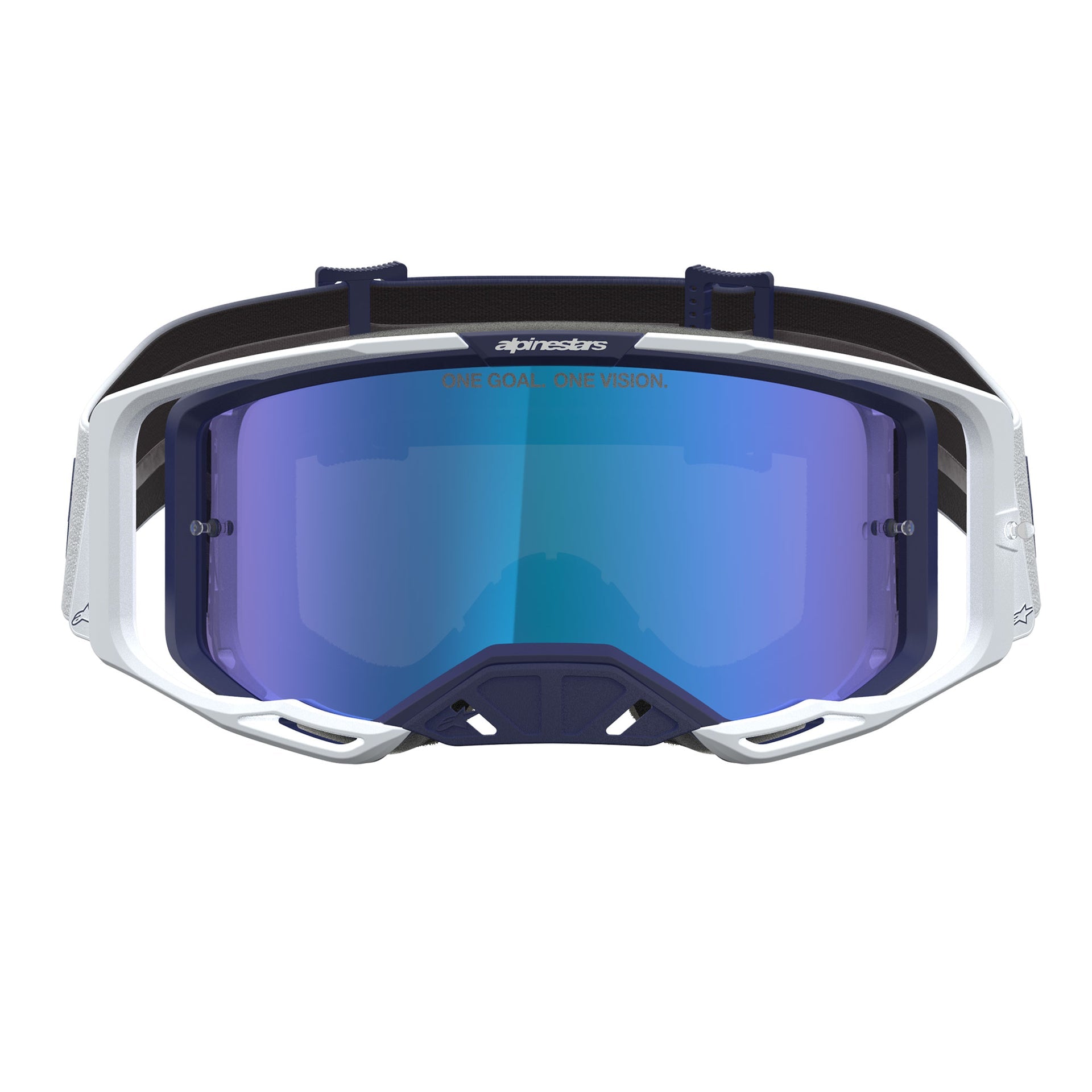 Alpinestars Vision 8 AMBER MX Goggles (Navy/White) Mirror Blue Lens